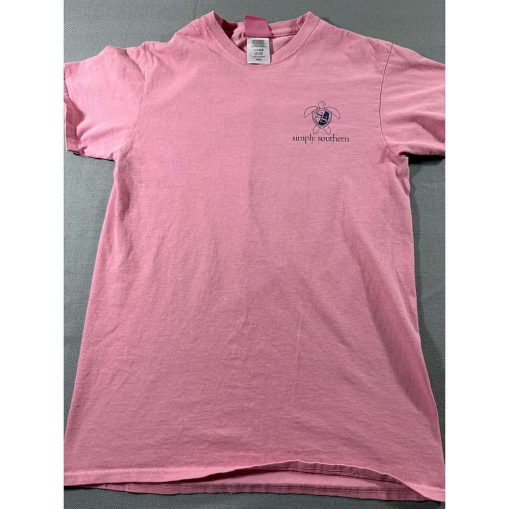Simply Southern Pink Sea Turtle T-Shirt Small Steady As You Go Floral
